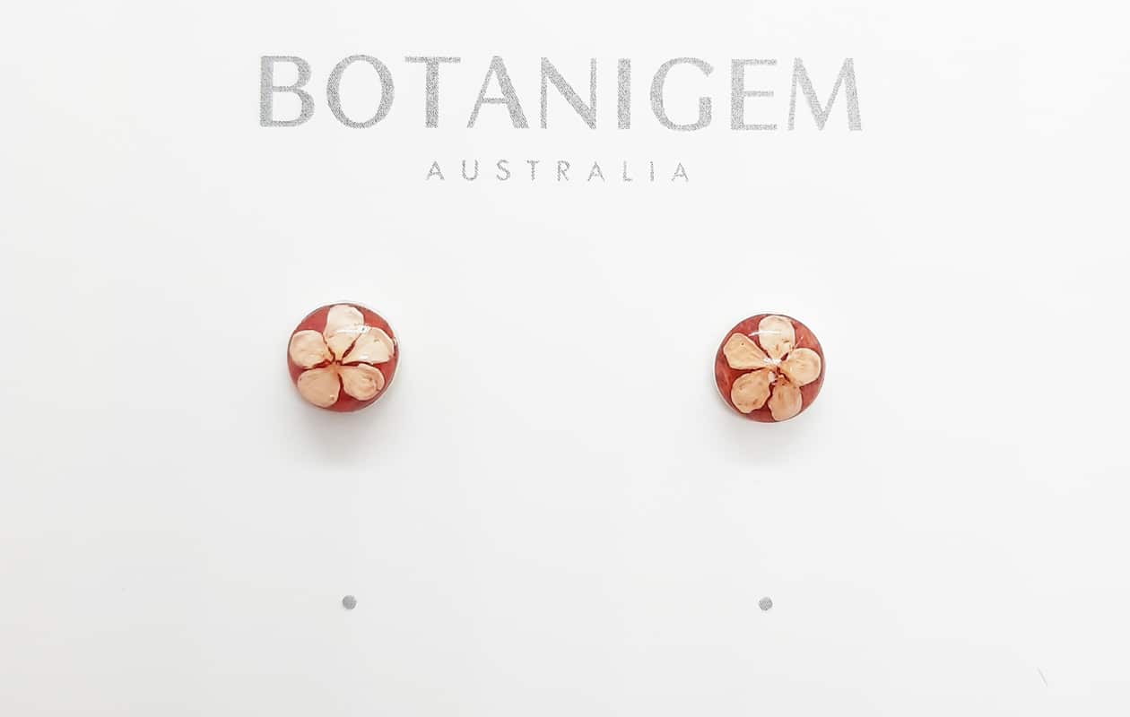 Petite Red Stud Coral Earrings