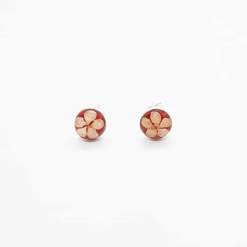 Petite Red Stud Coral Earrings