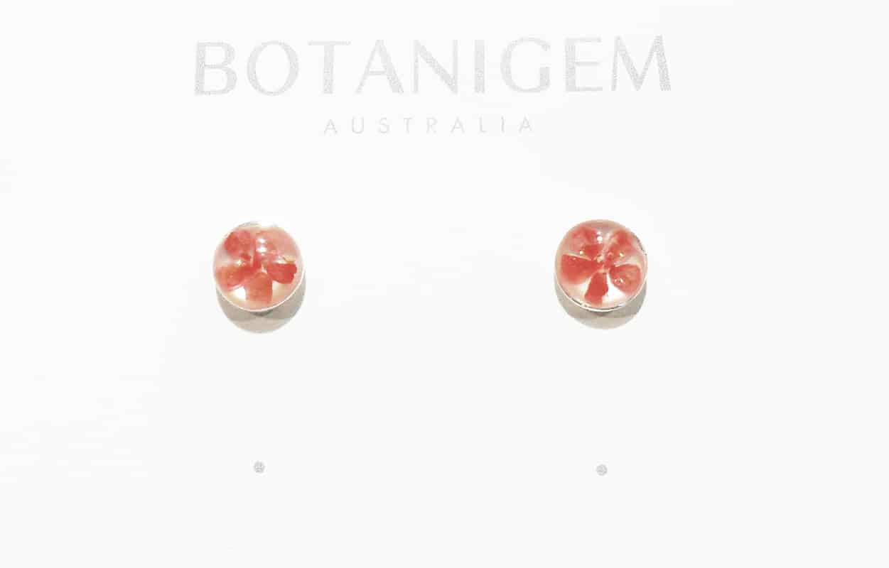 Petite Red Stud MOP Earrings