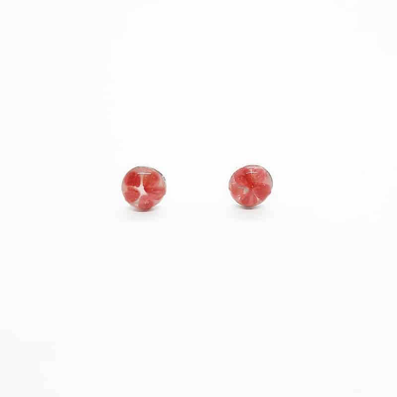 Petite Red Stud MOP Earrings