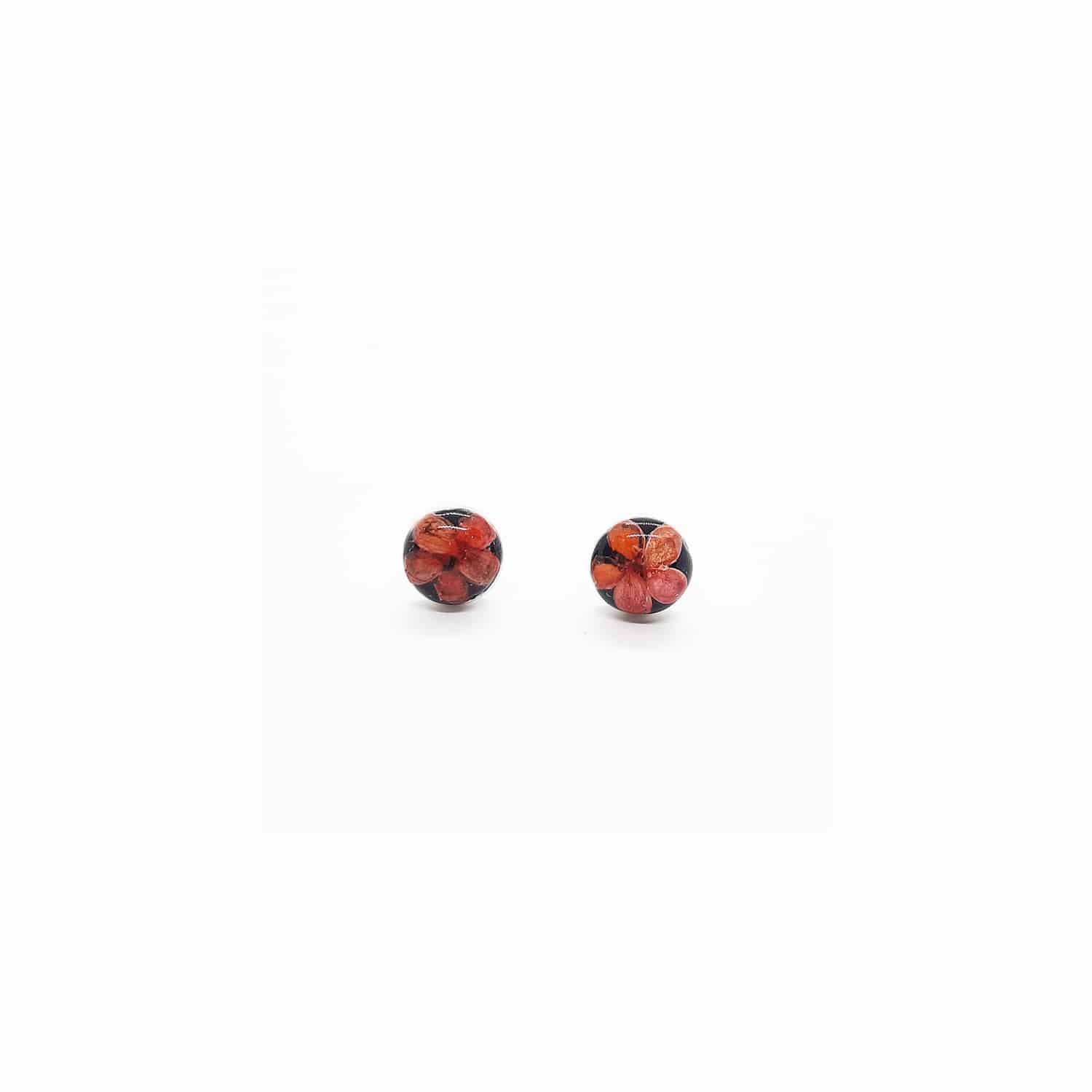 Petite Red Studs Onyx Earrings