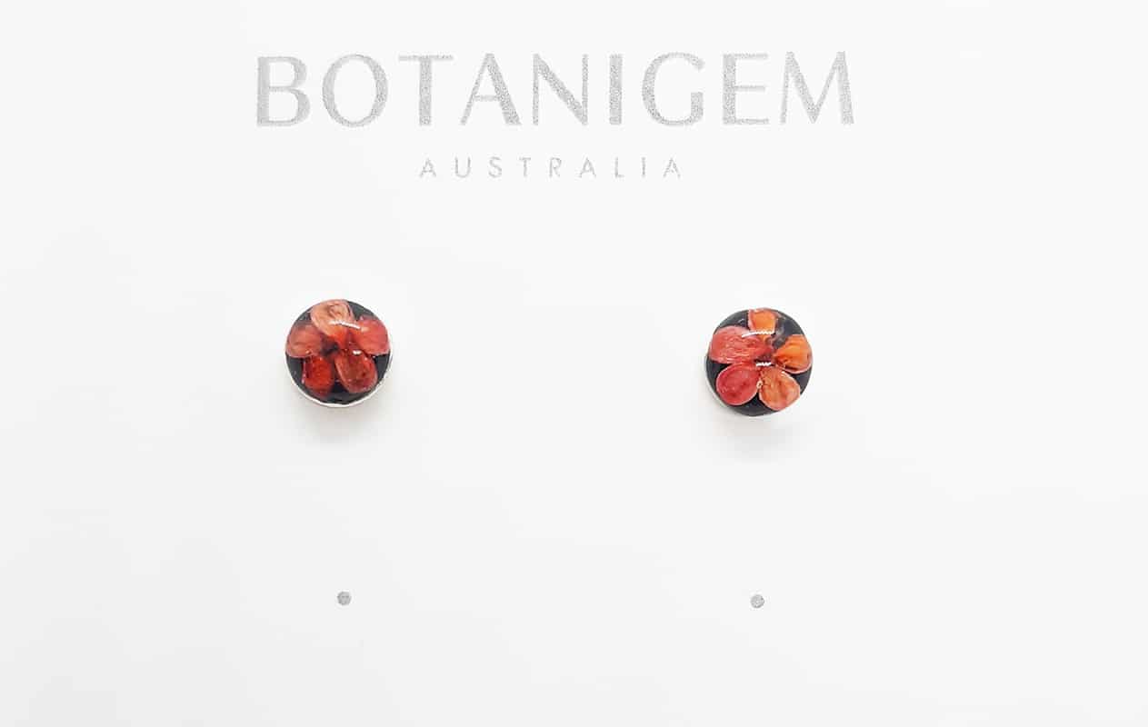 Petite Red Studs Onyx Earrings