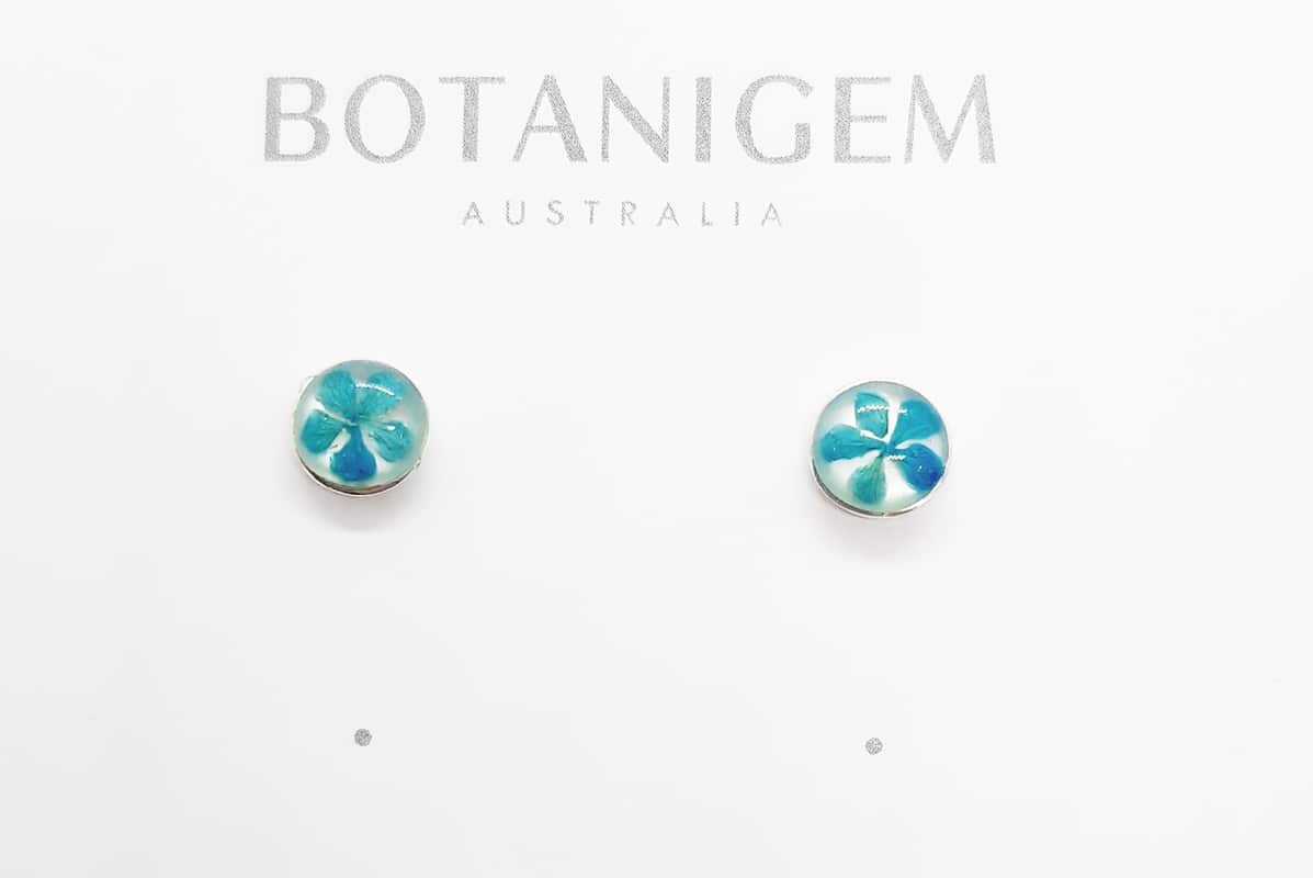 Petite Blue Stud MOP Earrings