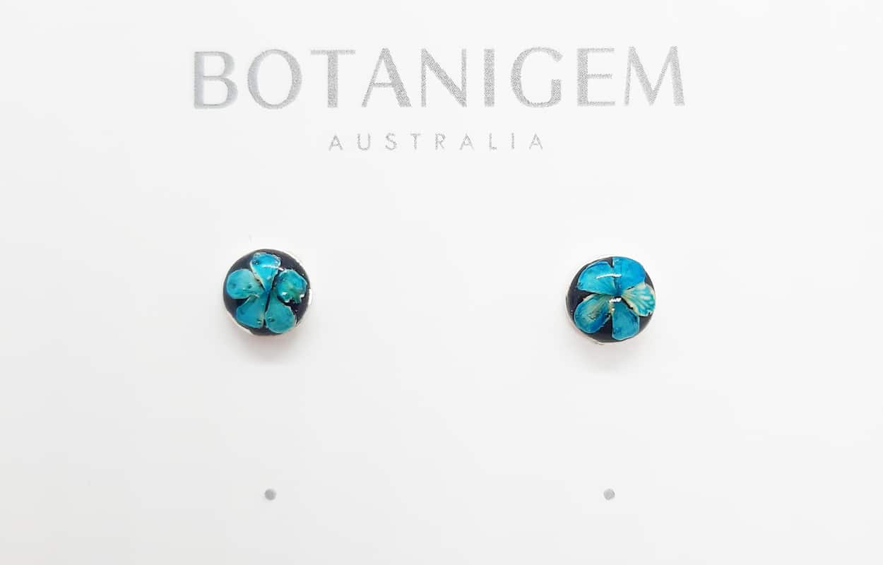 Petite Blue Stud Onyx Earrings
