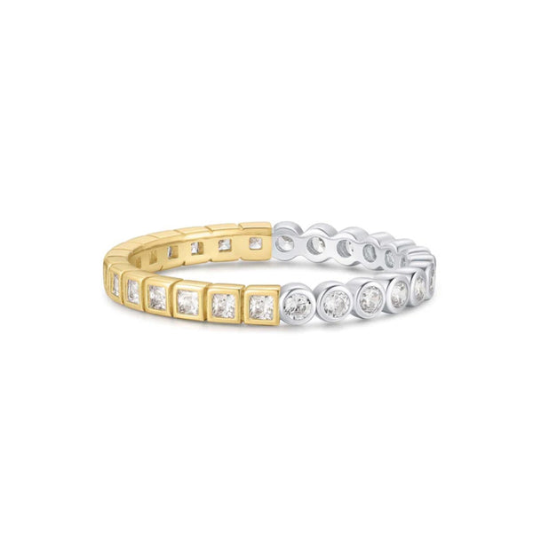 Two-Tone Square and Circle Bezel Ring