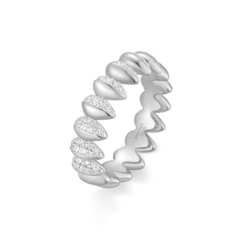 Silver Sparkling Puffy Spike Ring