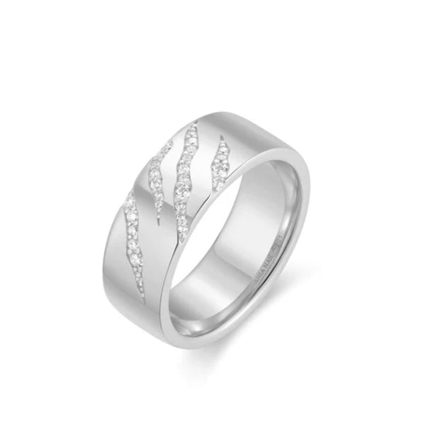 Silver Tiger Stripe Band