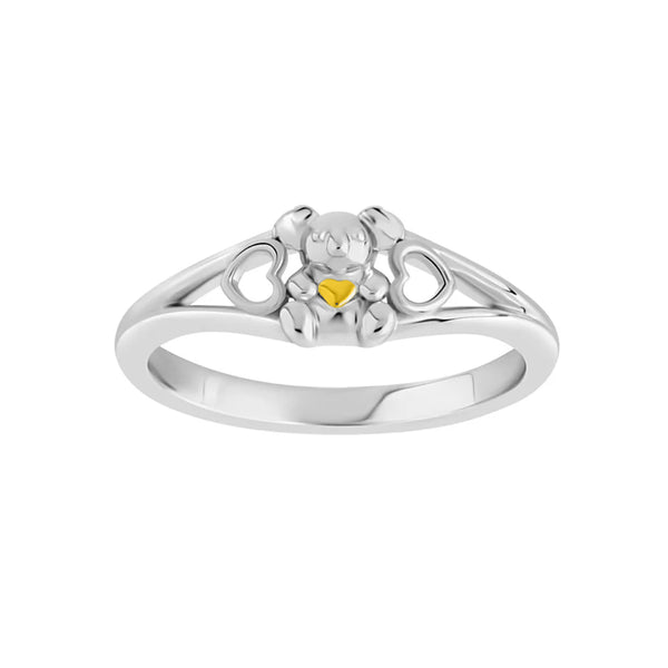 Sterling Silver Double Heart Koala Ring