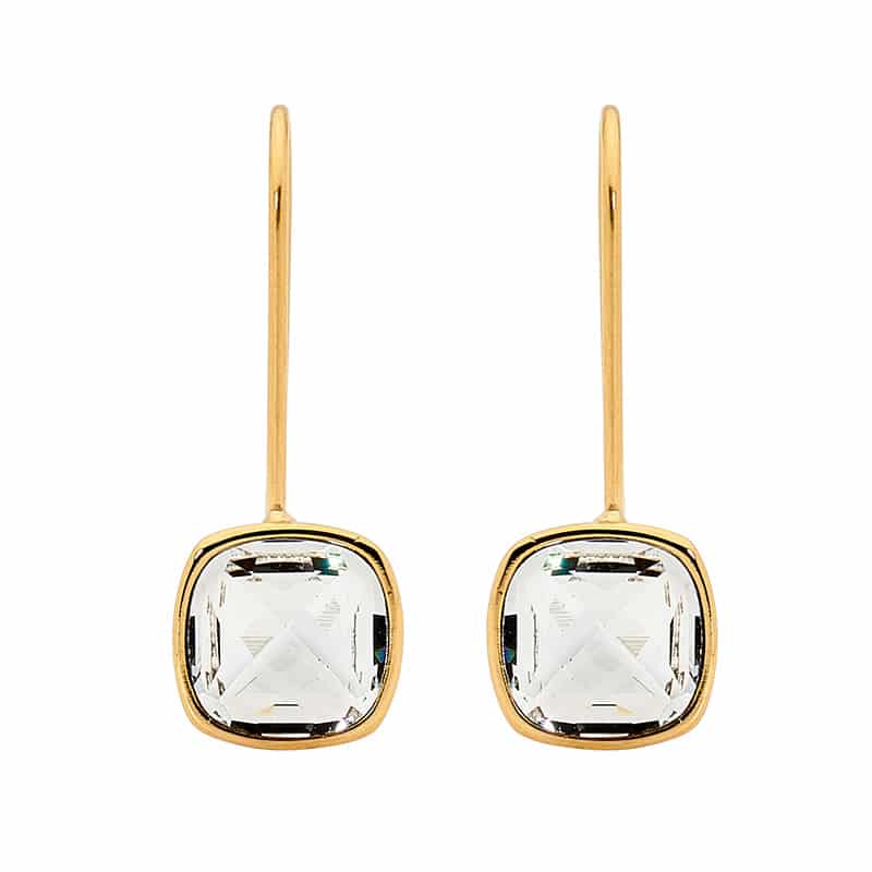 Cushion Cut Crystal Stainless Steel Earrings