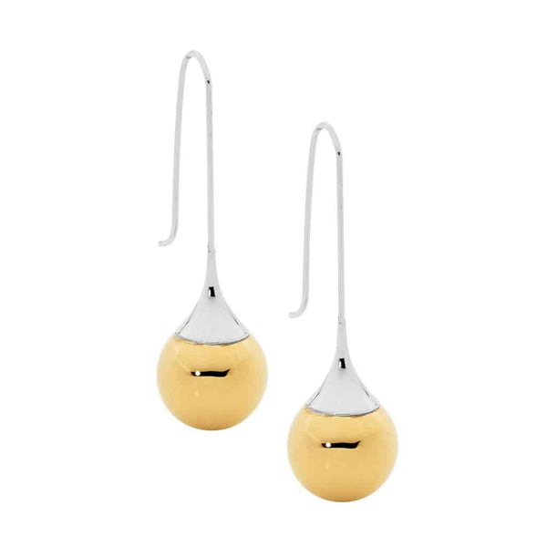 Two Tone Stainless Steel Ball Earrings Yellow