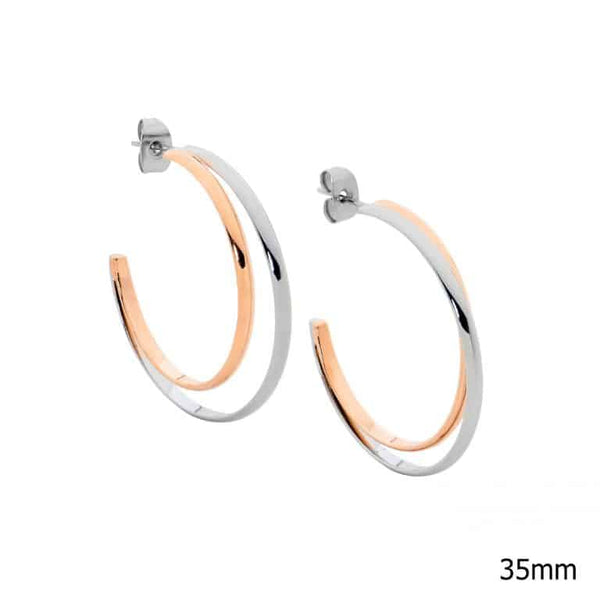 Two Tone Stainless Steel Hoop Earrings