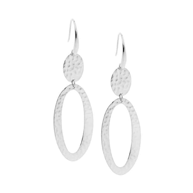 Hammered Stainless Steel Long Drop Earrings
