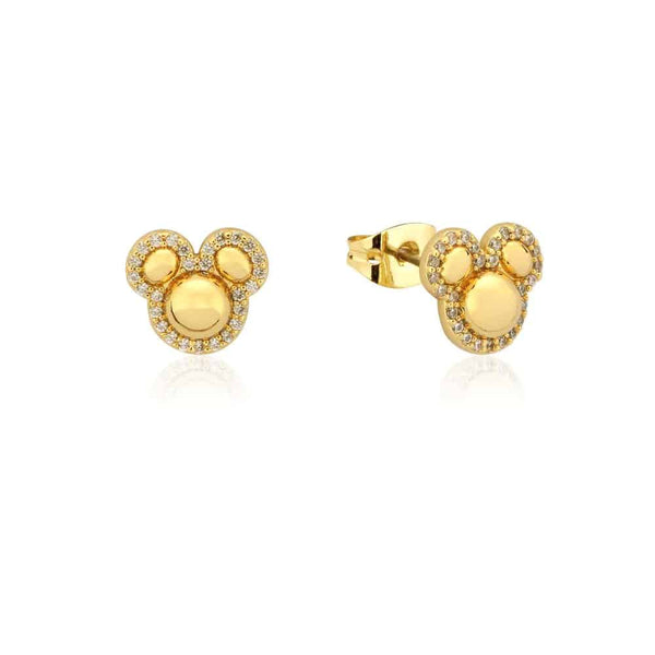 Precious Metal Mickey Mouse CZ Halo Stud Earrings