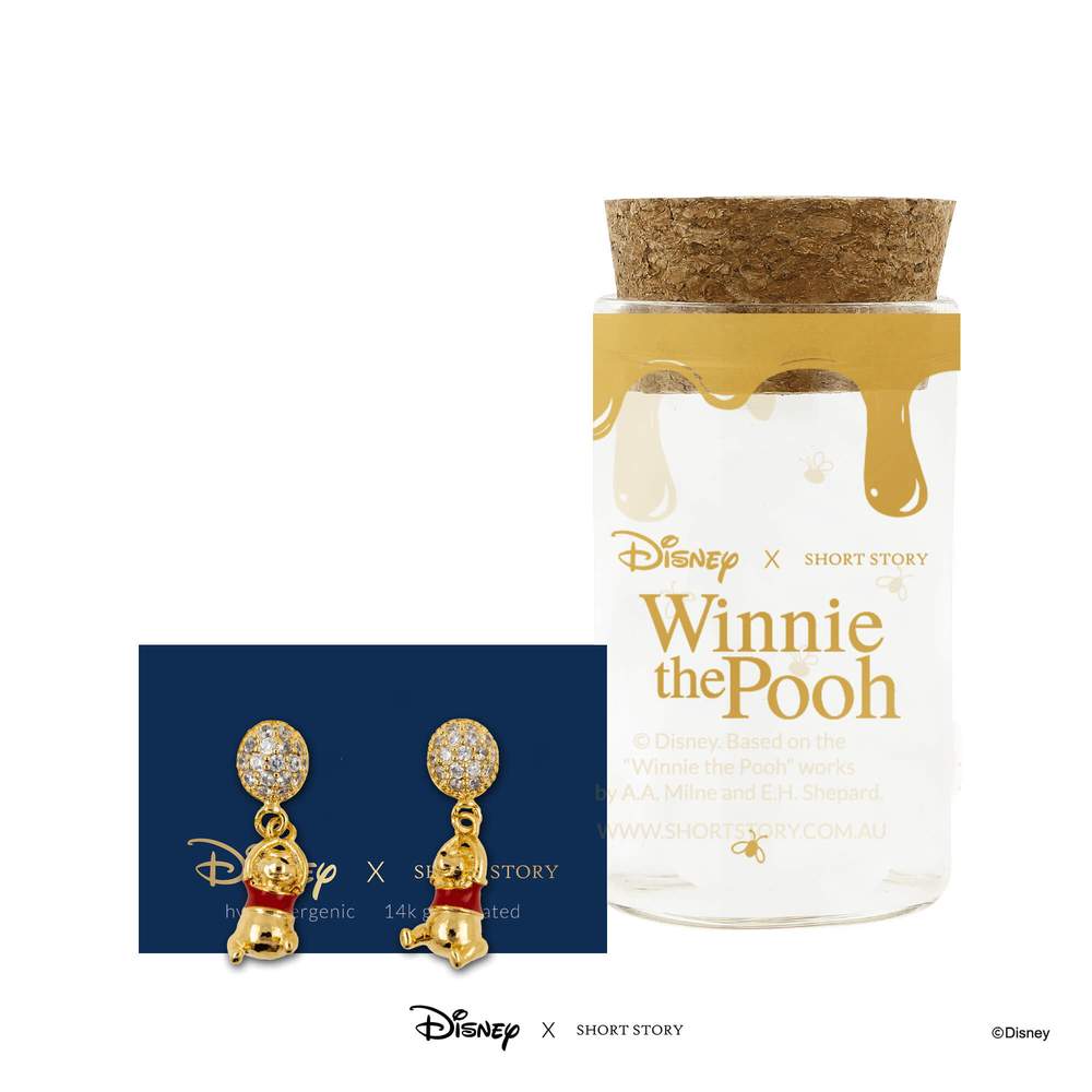 DISNEY DROP EARRING DIAMANTE BALLOON POOH