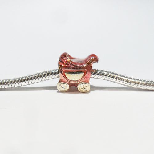 TE045PK Peach Coloured Pram Charm