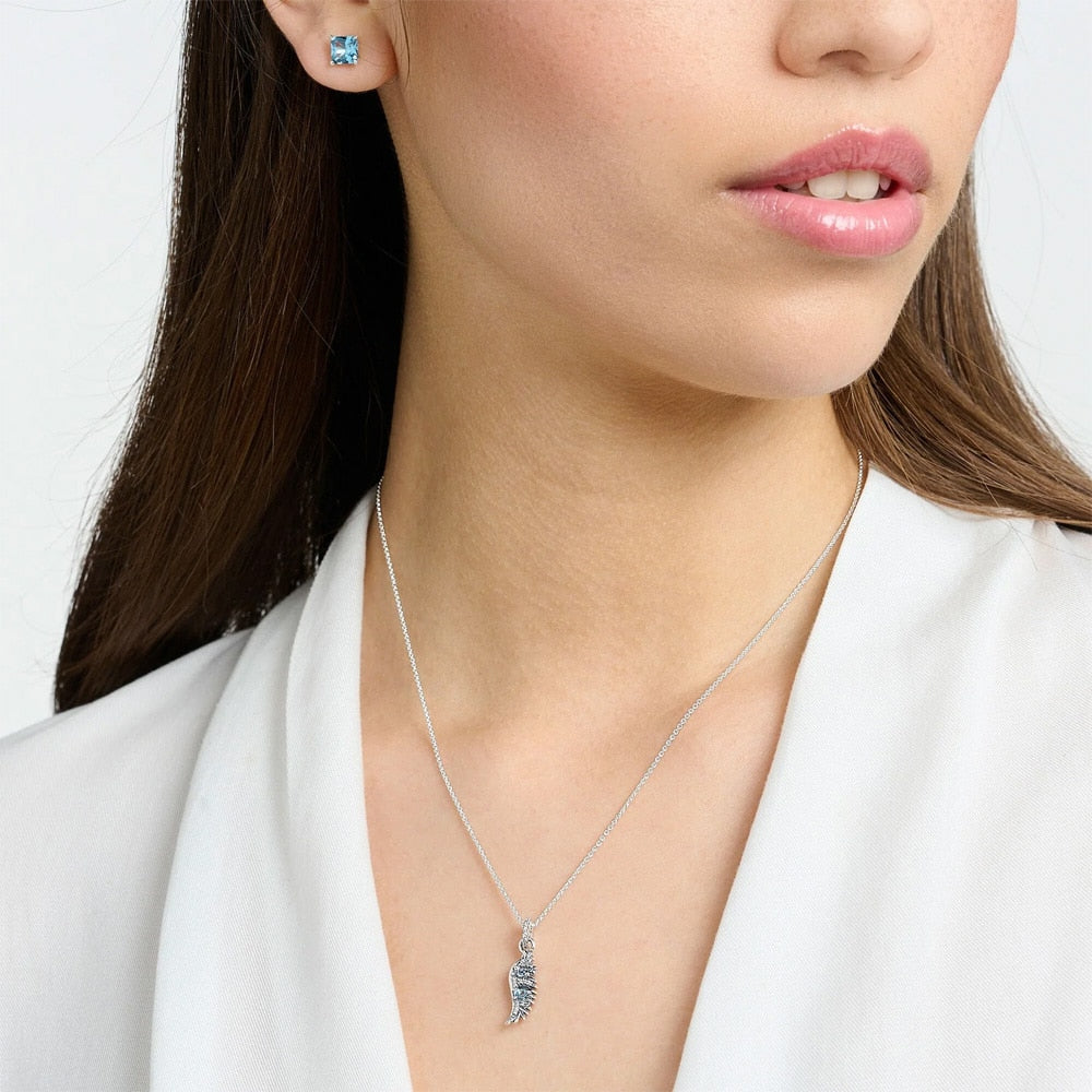 Phoenix Wing with Blue Stones Silver
