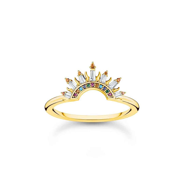 Ring with Sun Beams and Colourful Stones