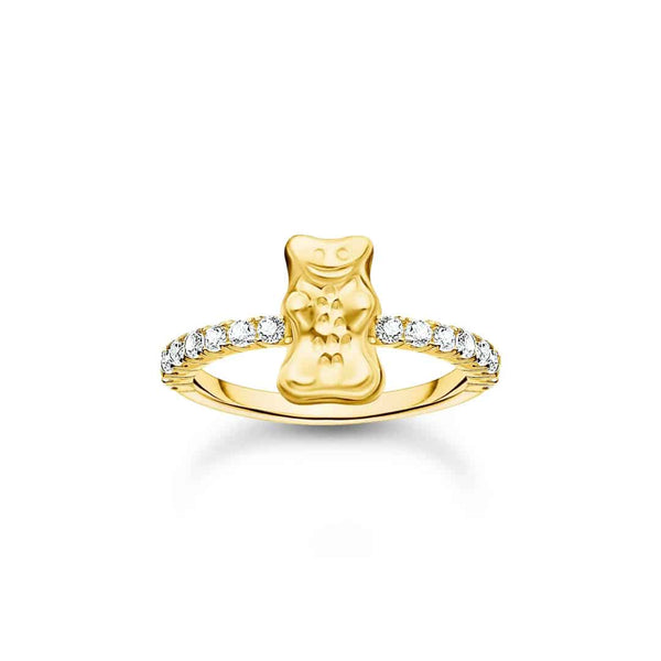 Ring with Gold HARIBO Goldbear and Zirconia