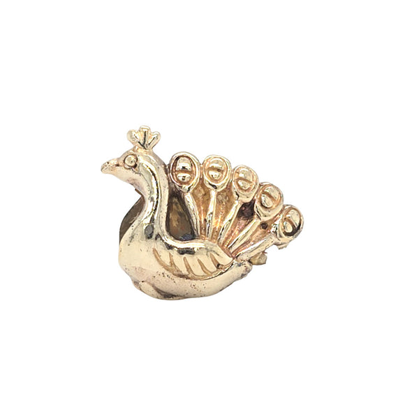 TT186G Gold Plated Silver Peacock Charm