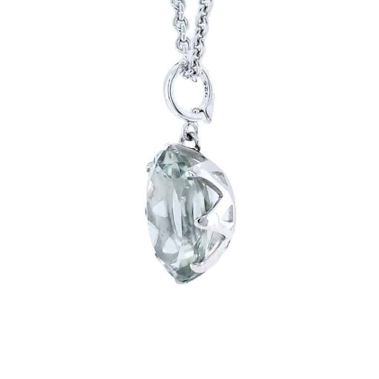 Green Amethyst Enhancer Silver Necklace
