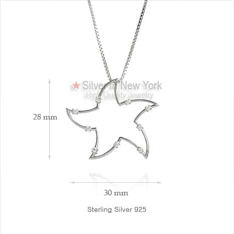 Star Fish Silver Long Necklace
