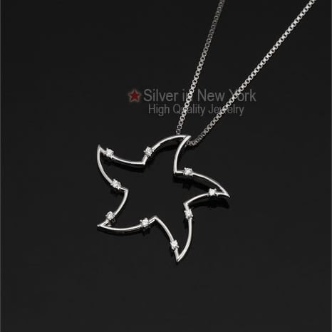 Star Silver Long Necklace