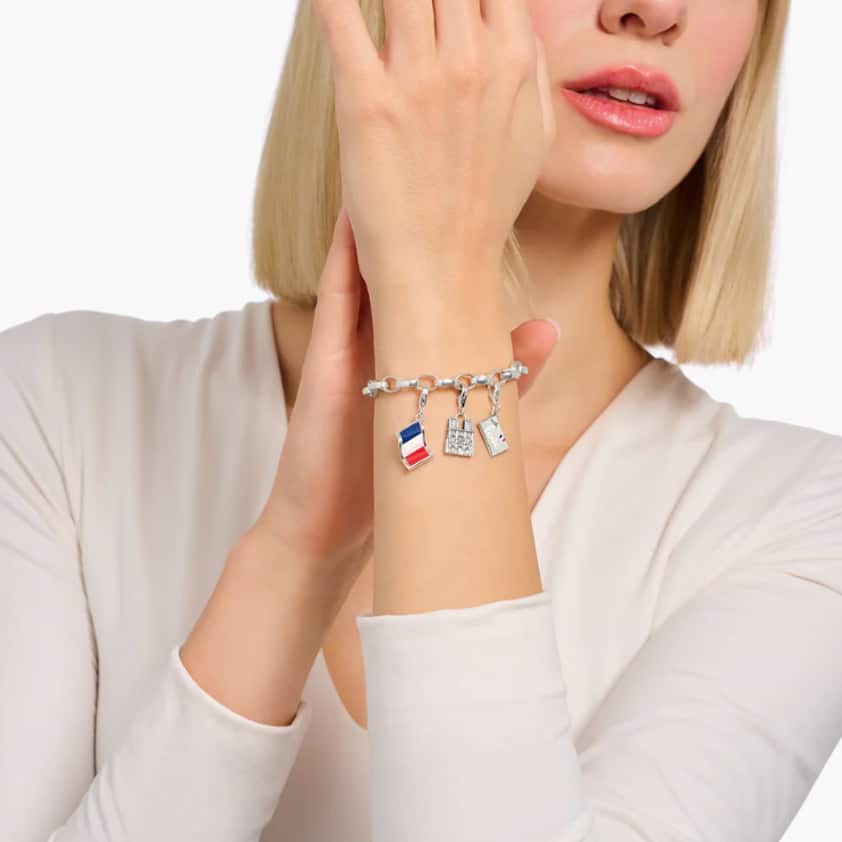 Charm Bracelet with Cold Enamel Silver 5mm