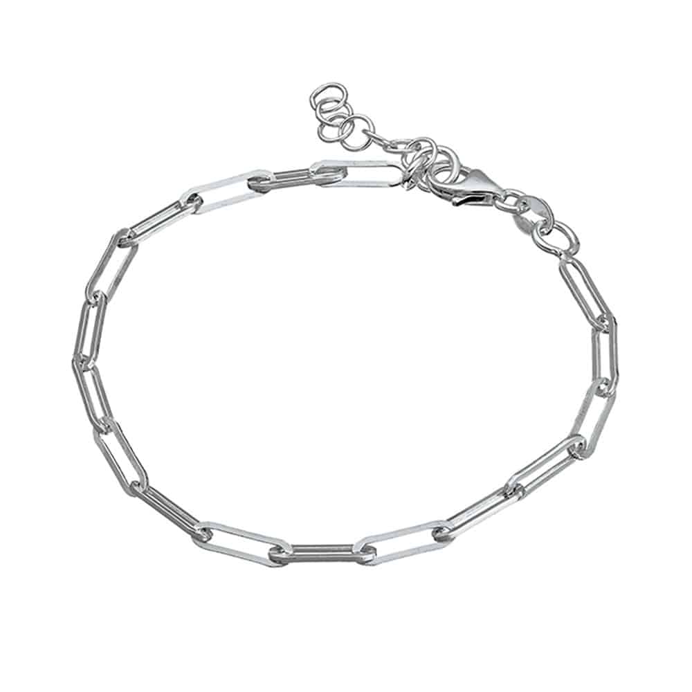 Sterling Silver Oblong Link Chain Bracelet