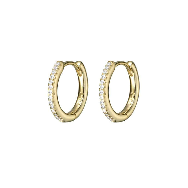 Sterling Silver CZ Huggie Earrings Yellow Gold