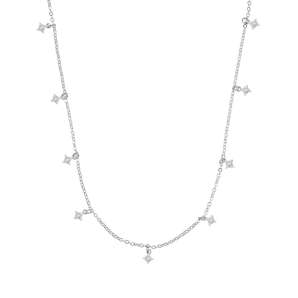 Sterling Silver Petite CZ Charm Necklace