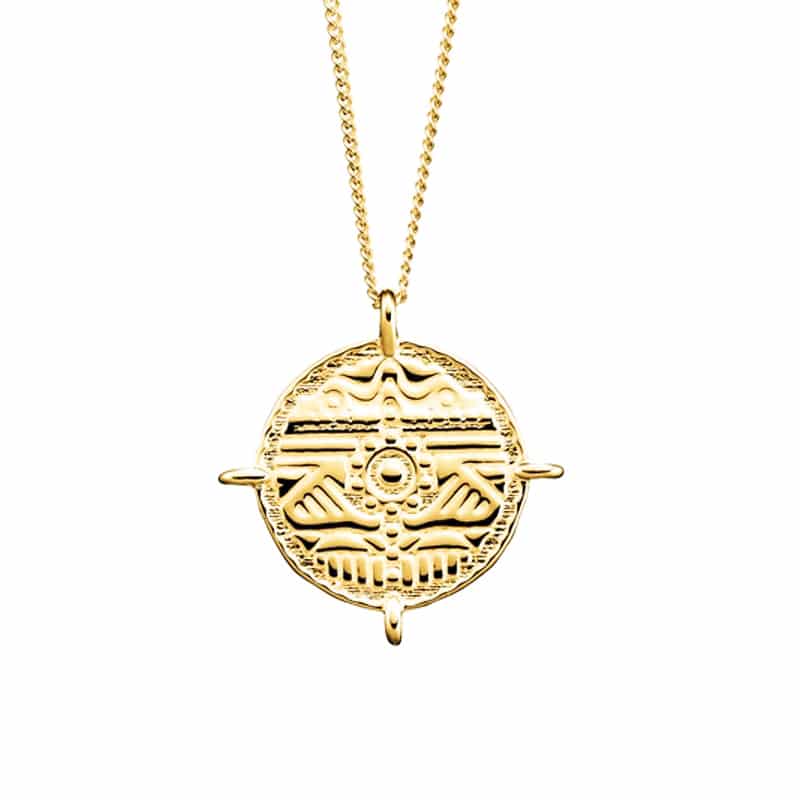 Sterling Silver Tribe Pattern Pendant Yellow Gold