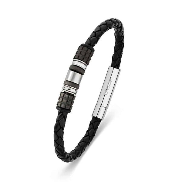 Men's Leather and Beads Bangle
