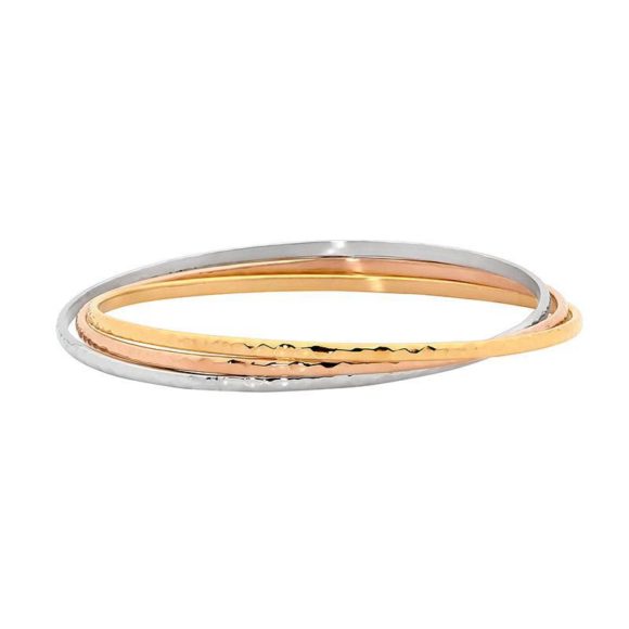 Stainless Steel Hammer Finished Triple Linked Bangle