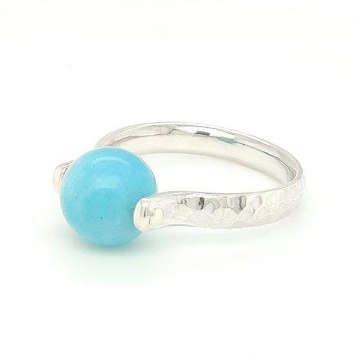 Amazonite Ball Sterling Silver Ring