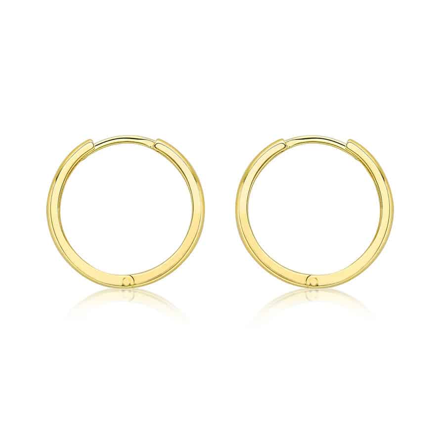 9K Yellow Gold 17mm Huggy Hoop Creole Earrings
