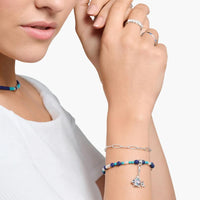 Charm Pendant Fish with Blue Stones Silver