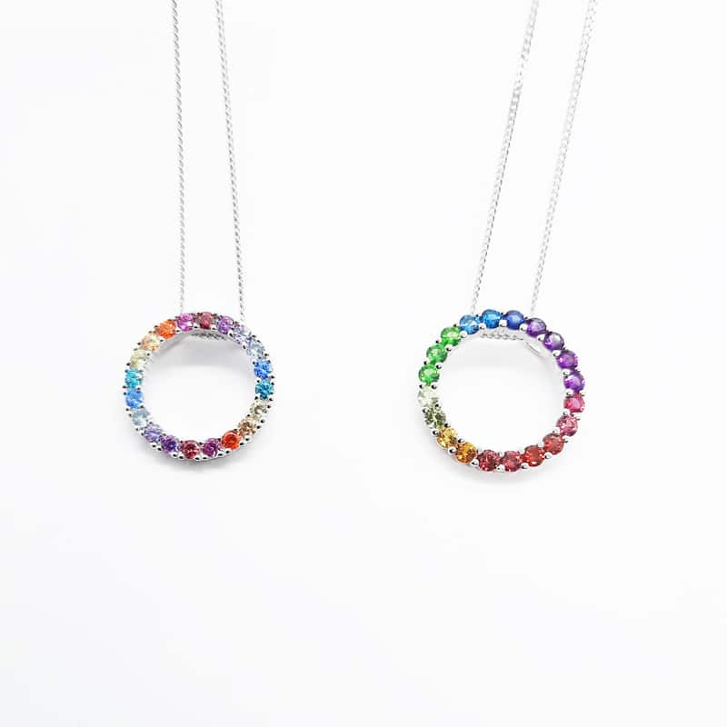 Silver Circle Spectral Coloured CZ Pendant