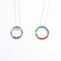Silver Circle Spectral Coloured CZ Pendant