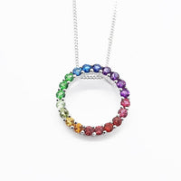 Silver Circle Spectral Coloured CZ Pendant