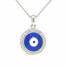 Round Blue CZ Evil Eye Necklace