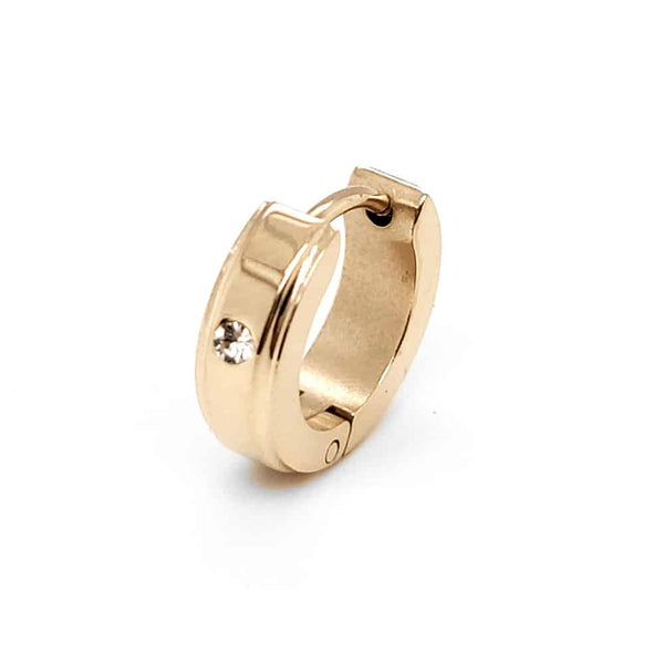 Stainless Steel Single Crystal Hoop Yellow Gold