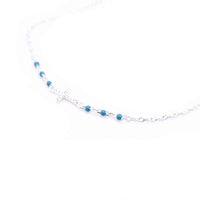 Enamel Beaded Silver Cross Chain Blue