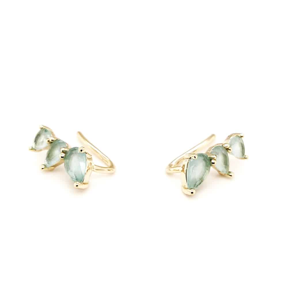 Yellow Gold Plated Aqua Calcite Silver Earrings