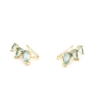 Yellow Gold Plated Aqua Calcite Silver Earrings