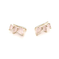 Yellow Gold Plated Pink Calcite Silver Earrings