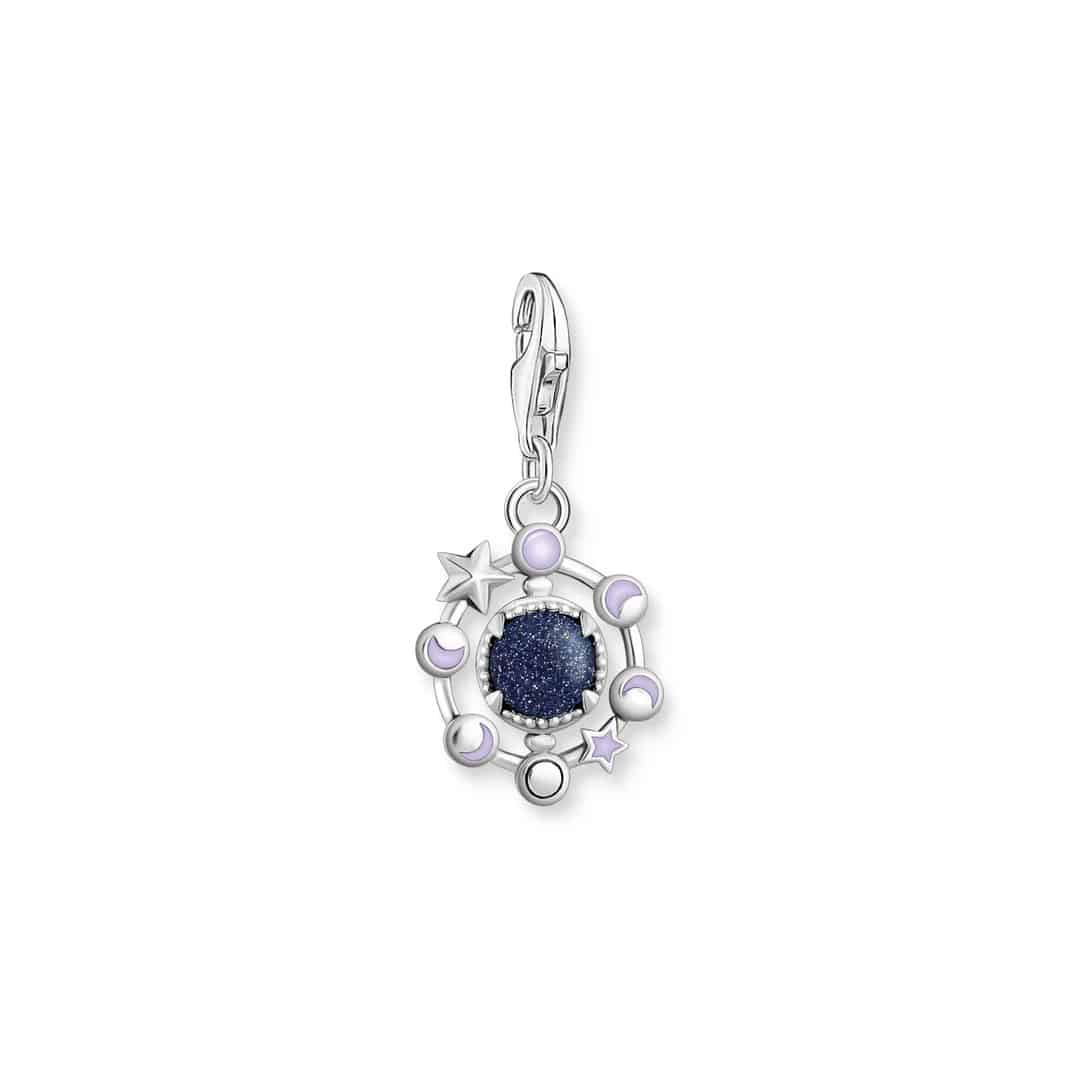 Moon Phase Charm Pendant with Imitation Sandstone
