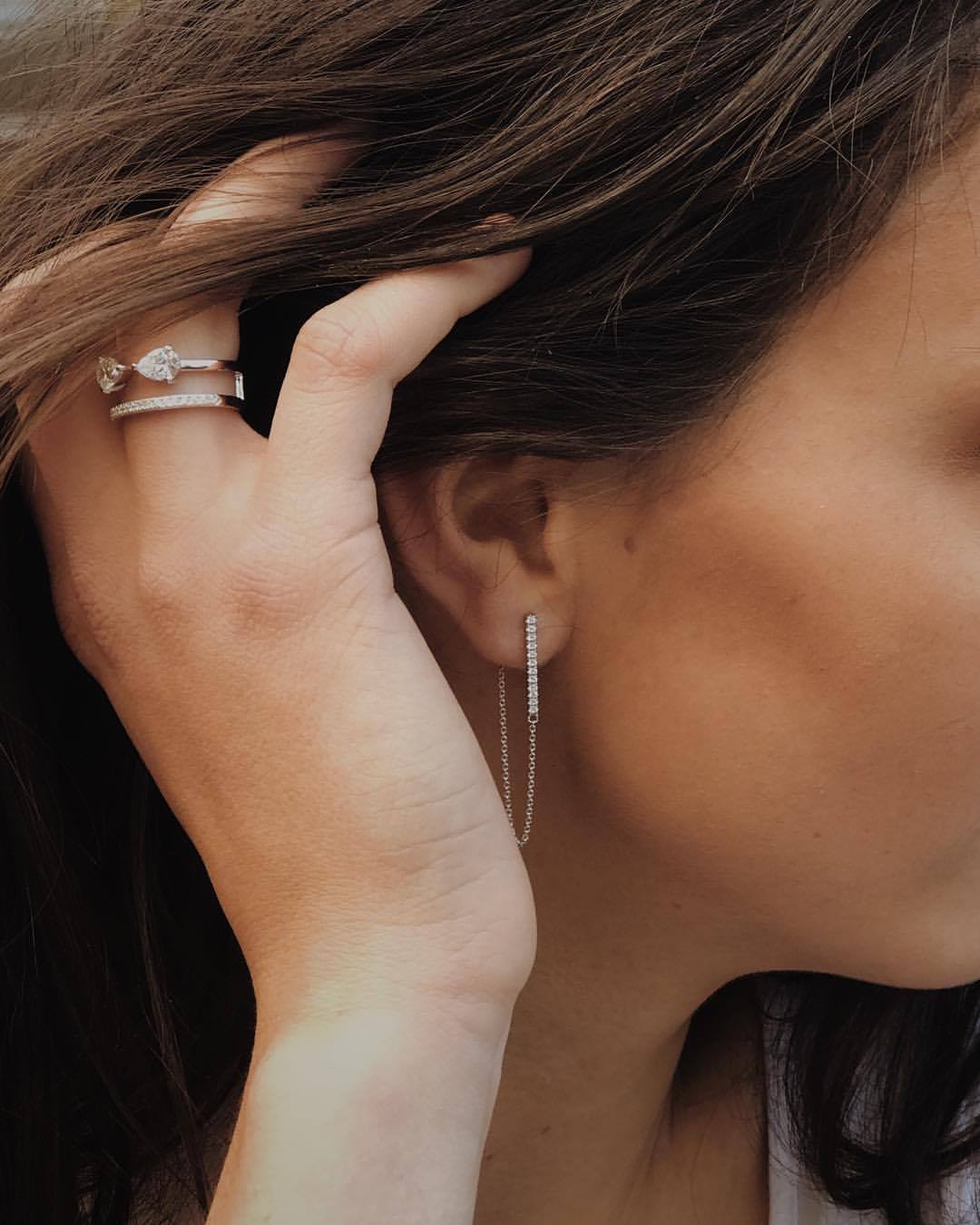 Sterling Silver Bar Chain Earrings
