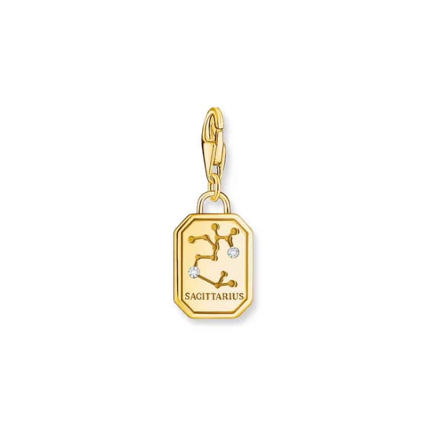 Sagittarius Zodiac Sign Gold Charm Pendant