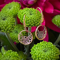 Stainless Steel Filigree Circle Drop Earrings Yellow Gold