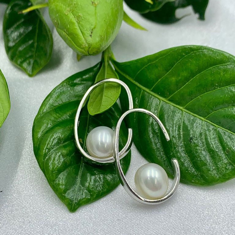 Freshwater Pearl Rhodium Plated Silver Earrings
